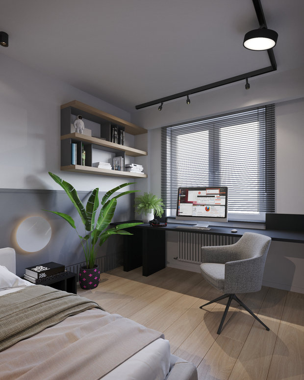 Фотография: Спальня в стиле Лофт, Современный, Квартира, Проект недели, Санкт-Петербург, 2 комнаты, 60-90 метров, Dinamika Architects – фото на INMYROOM