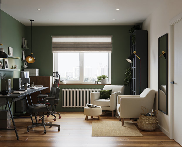 Фотография: Кабинет в стиле Современный, Квартира, Проект недели, Санкт-Петербург, 1 комната, 40-60 метров, Finterio – фото на INMYROOM