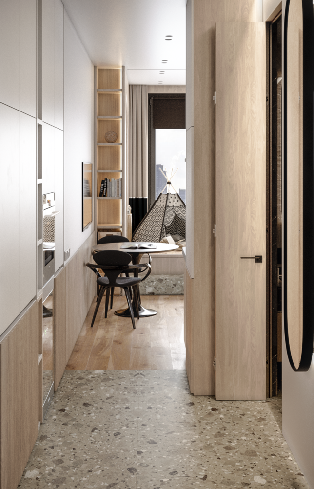 Фотография: Прихожая в стиле Современный, Малогабаритная квартира, Квартира, Студия, Проект недели, Москва, до 40 метров, DESIGN BŪRO MIRONOVA – фото на INMYROOM