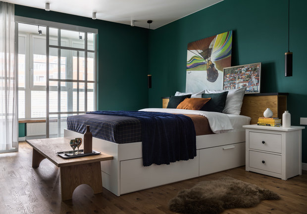 Фотография: Спальня в стиле Скандинавский, Современный, Прованс и Кантри, Квартира, Проект недели, Новосибирск, Мария Зайцева, 3 комнаты, Более 90 метров – фото на INMYROOM