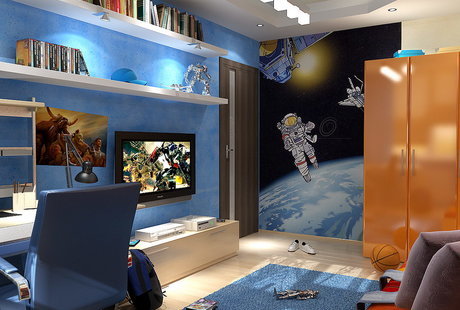 Детская комната для мальчика с космонавтом