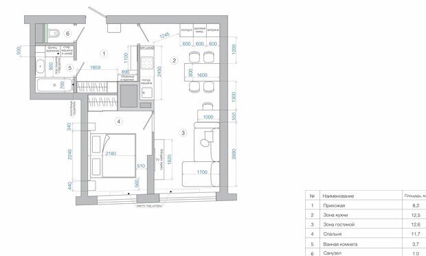Фотография: Планировки в стиле , Современный, Квартира, Проект дня, Москва, 2 комнаты, 40-60 метров, Екатерина Пашнина – фото на INMYROOM