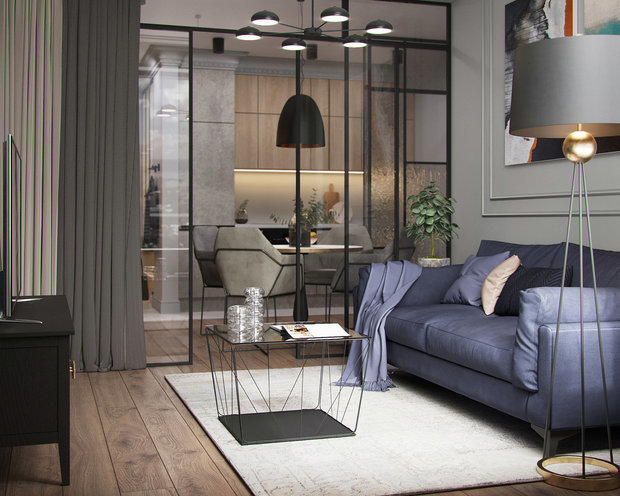 Фотография: Гостиная в стиле Лофт, Современный, Квартира, Проект недели, Москва, 2 комнаты, 40-60 метров, One Line Design – фото на INMYROOM