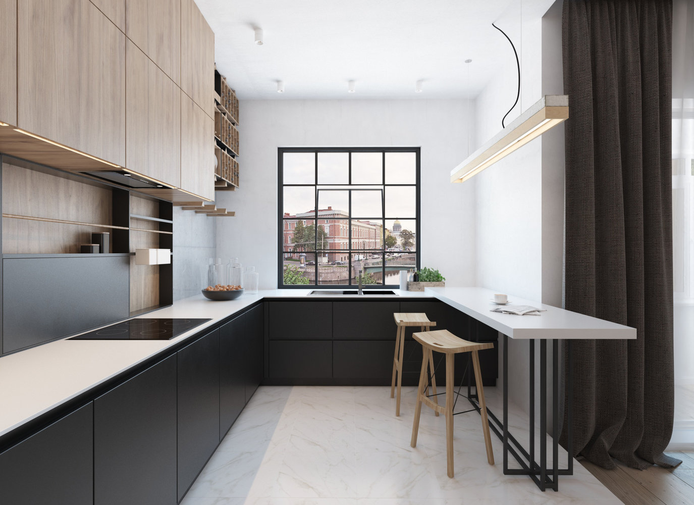 Фотография: Кухня и столовая в стиле Минимализм, Эко, Квартира, Проект недели, Московская область, Королев, Монолитный дом, 4 и больше, Более 90 метров, «Ригель и Балка» – фото на INMYROOM Фотография: Кухня и столовая в стиле Минимализм, Эко, Квартира, Проект недели, Московская область, Королев, Монолитный дом, 4 и больше, Более 90 метров, «Ригель и Балка» – фото на INMYROOM