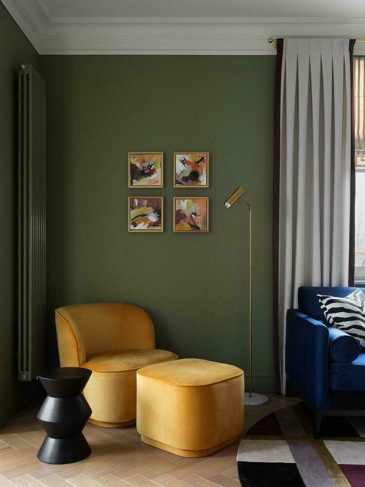 Фотография: Гостиная в стиле Современный, Винтажный, Квартира, Проект недели, Москва, Монолитный дом, 3 комнаты, 60-90 метров, Вероника Князева – фото на INMYROOM