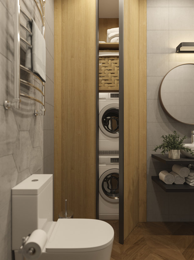 Фотография: Ванная в стиле Эко, Современный, Квартира, Проект недели, Красногорск, Монолитный дом, 3 комнаты, Более 90 метров, Алена Кузнецова – фото на INMYROOM