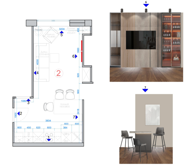 Фото из портфолио Проект квартиры 60м2 в Москве – фотографии дизайна интерьеров на INMYROOM