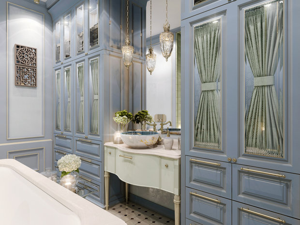 Фотография: Ванная в стиле Классический, Эклектика, Квартира, Проект недели, Москва, Яна Волкова, Юрий Волков, Студия Волковых, новостройка, Монолитный дом, 2 комнаты, 60-90 метров – фото на INMYROOM