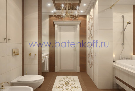 Дизайн проект ванной в классическом стиле на Юмашева от дизайн студии Батенькофф.