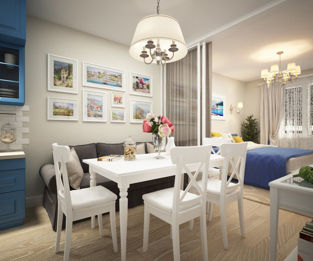 Фотография: Кухня и столовая в стиле Прованс и Кантри, Квартира, Перепланировка, Московская область, Балашиха, Монолитный дом, El Trento Design & Interior, 2 комнаты, 40-60 метров – фото на INMYROOM