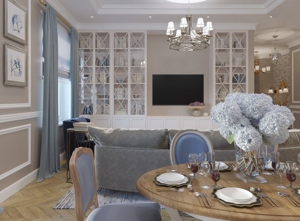 Фотография: Гостиная в стиле Классический, Современный, Квартира, Минимализм, Проект недели, Санкт-Петербург, Олеся Малицкая, Сергей Малицкий, Студия Малицких, Монолитный дом, 3 комнаты, 60-90 метров – фото на INMYROOM