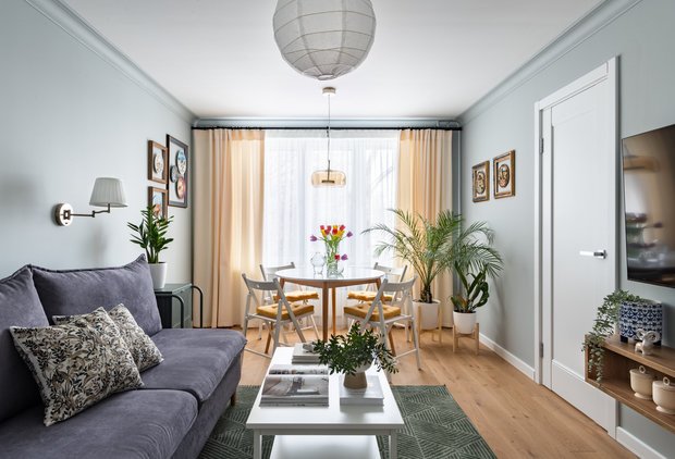 Фотография: Гостиная в стиле Современный, Квартира, Проект дня, Москва, 4 и больше, 60-90 метров, Алеся Котова – фото на INMYROOM