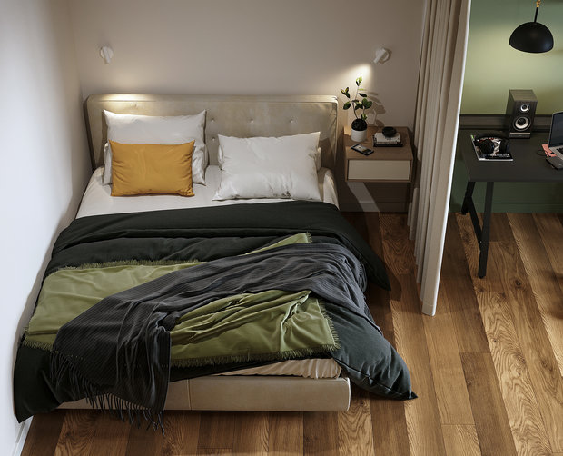 Фотография: Спальня в стиле Современный, Квартира, Проект недели, Санкт-Петербург, 1 комната, 40-60 метров, Finterio – фото на INMYROOM