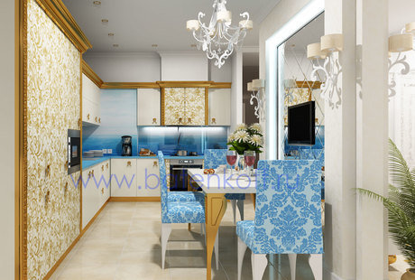 Дизайн проект кухни столовой в таунхаусе в средиземноморском стиле от Батенькофф