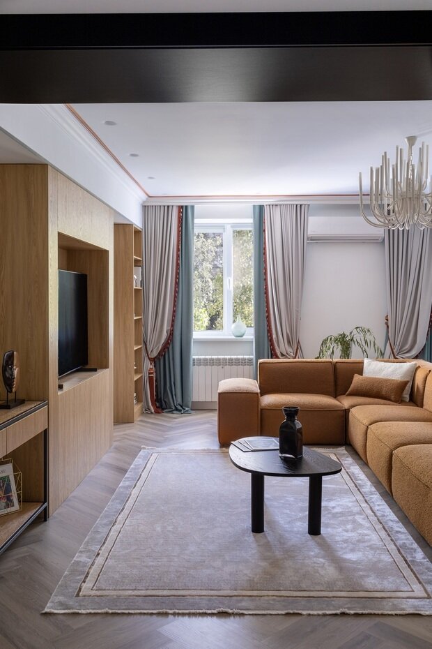 Фотография: Гостиная в стиле Современный, Эклектика, Квартира, Проект дня, Казахстан, 3 комнаты, Более 90 метров, Надира Мустафина – фото на INMYROOM