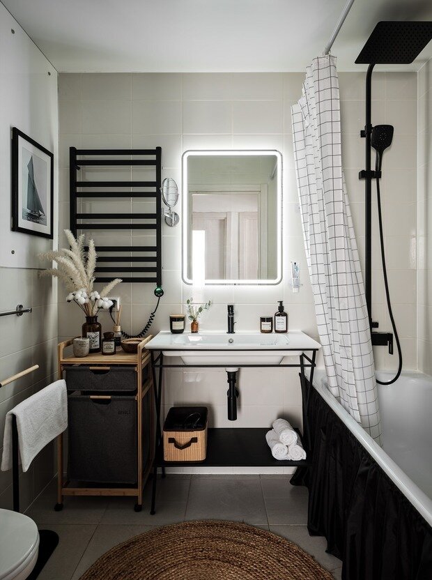 Фотография: Ванная в стиле Скандинавский, Современный, Квартира, Проект дня, 2 комнаты, 60-90 метров, Люберцы, Алена Савваева – фото на INMYROOM