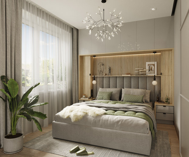 Фотография: Спальня в стиле Современный, Эко, Дом, Проект недели, Дача, Московская область, 2 комнаты, 40-60 метров, Studio Anri – фото на INMYROOM