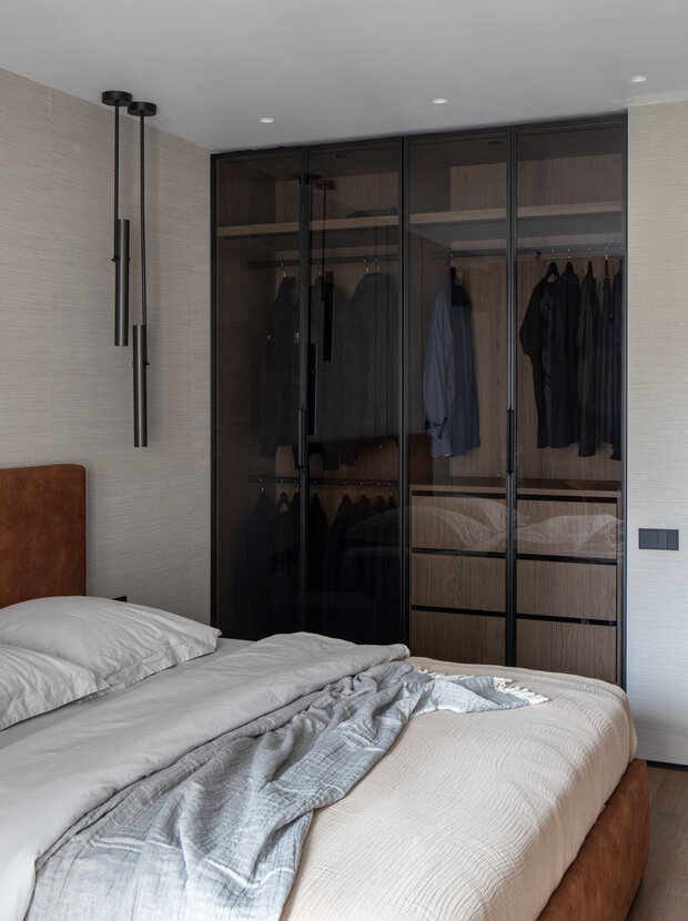 Фотография: Спальня в стиле Современный, Минимализм, Квартира, Проект дня, Санкт-Петербург, 2 комнаты, Более 90 метров, Эксклюзивные проекты, минимализм с элементами современного дизайна, фото интерьера, дизайн интерьера фото, Ирина Смышляева – фото на INMYROOM