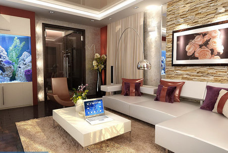 Дизайн гостиной и столовой-кухни в Эстонии, современный стиль