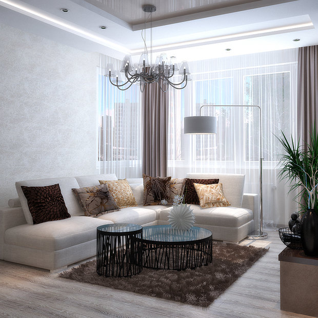 Фото из портфолио Нежный дизайн гостиной и кухни от Design Ideas Crimea – фотографии дизайна интерьеров на INMYROOM
