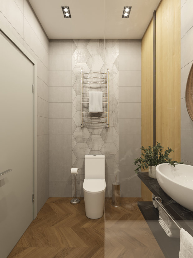 Фотография: Ванная в стиле Эко, Современный, Квартира, Проект недели, Красногорск, Монолитный дом, 3 комнаты, Более 90 метров, Алена Кузнецова – фото на INMYROOM