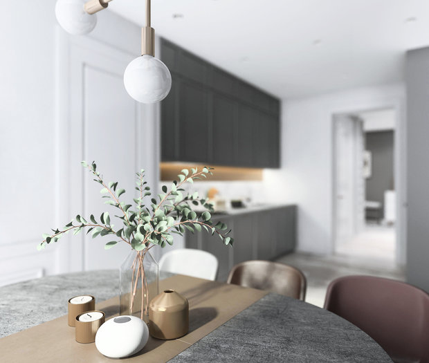 Фотография: Кухня и столовая в стиле Минимализм, Скандинавский, Квартира, Проект недели, Балашиха, Монолитный дом, 4 и больше, Более 90 метров, Нина Шуберт – фото на INMYROOM