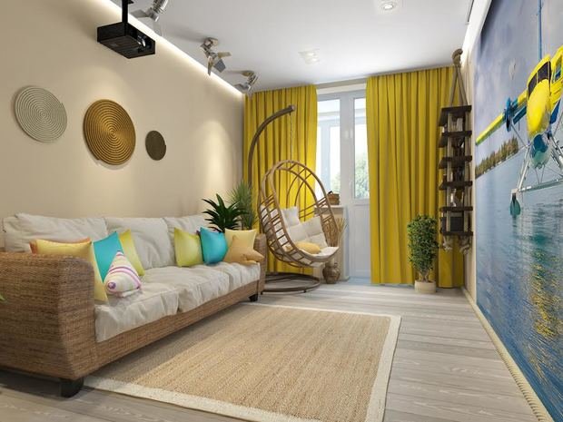 Фотография: Гостиная в стиле Эко, Современный, Квартира, Проект недели, Подольск, Мария Рублева, П-44, Панельный дом, 4 и больше, Более 90 метров – фото на INMYROOM