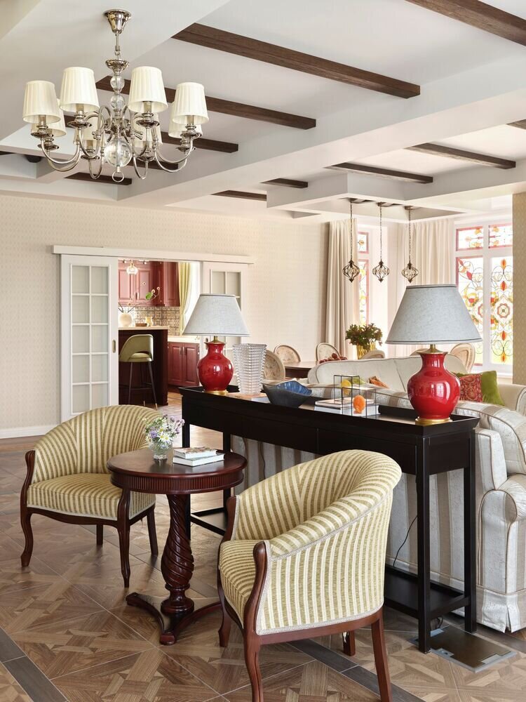 Фотография: Гостиная в стиле Прованс и Кантри, Классический, Эклектика, Дом, Проект дня, Москва, Дом и дача, Блочный дом, 4 и больше, Более 90 метров, Анастасия Беляева – фото на INMYROOM