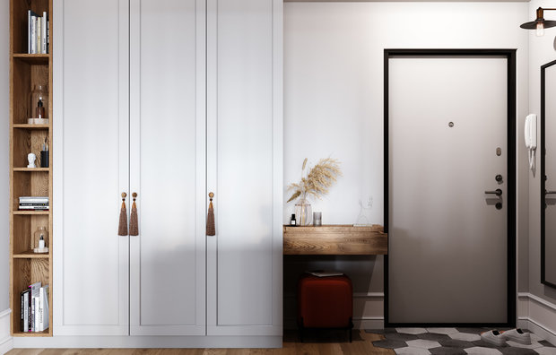 Фотография: Прихожая в стиле Скандинавский, Квартира, Проект недели, Санкт-Петербург, 1 комната, 40-60 метров, Монолитно-кирпичный, Студия 20:18 – фото на INMYROOM