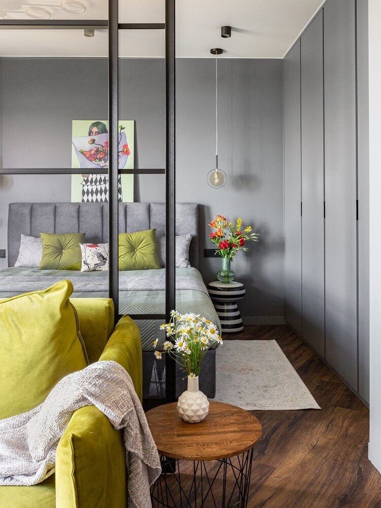 Фотография: Спальня в стиле Современный, Квартира, Проект недели, Минск, 2 комнаты, до 40 метров, Юлия Абрамчук – фото на INMYROOM