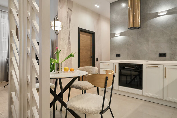 Фотография: Кухня и столовая в стиле Современный, Квартира, Проект дня, Москва, 1 комната, 40-60 метров, минимализм, современный, Мария Куймазова – фото на INMYROOM