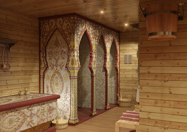 Фото из портфолио Дизайн душевой комнаты. Народная русская банька. – фотографии дизайна интерьеров на INMYROOM
