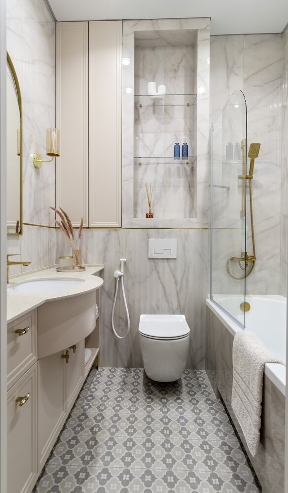 Фотография: Ванная в стиле Классический, Современный, Эклектика, Квартира, Проект недели, Кирпичный дом, 2 комнаты, 40-60 метров, Киров, Ольга Бухарева – фото на INMYROOM Фотография: Ванная в стиле Классический, Современный, Эклектика, Квартира, Проект недели, Кирпичный дом, 2 комнаты, 40-60 метров, Киров, Ольга Бухарева – фото на INMYROOM