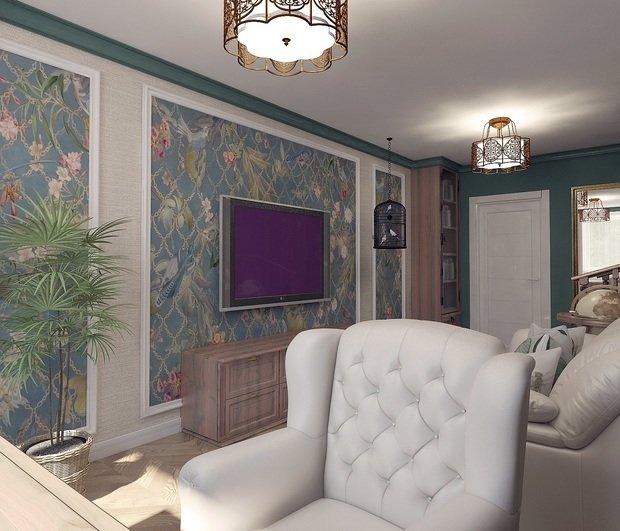 Фото из портфолио Гостиная-библиотека в стиле Современная классика – фотографии дизайна интерьеров на INMYROOM