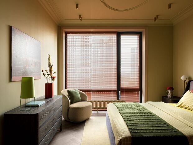 Фотография: Спальня в стиле Современный, Квартира, Проект дня, Москва, Монолитный дом, 3 комнаты, 60-90 метров, фото интерьера, дизайн интерьера фото, ЖК «Событие», Анастасии Василица – фото на INMYROOM