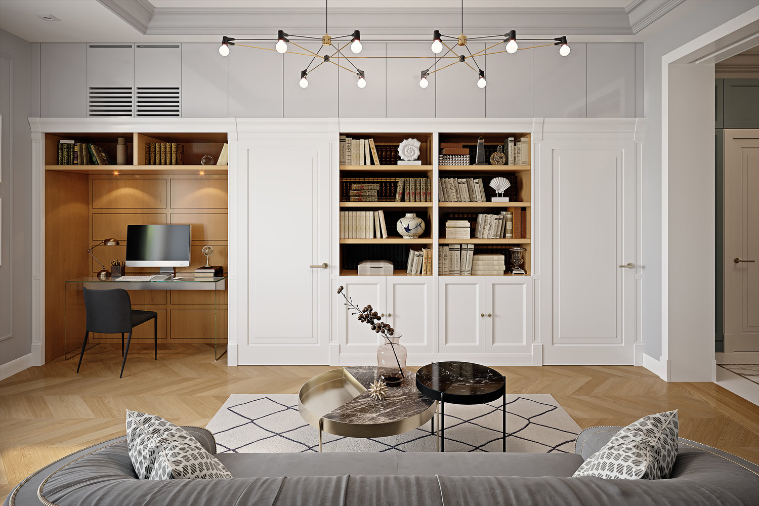 Фотография: Гостиная в стиле Современный, Квартира, Проект недели, Москва, Сталинка, 3 комнаты, 60-90 метров, VO Concept – фото на INMYROOM Фотография: Гостиная в стиле Современный, Квартира, Проект недели, Москва, Сталинка, 3 комнаты, 60-90 метров, VO Concept – фото на INMYROOM