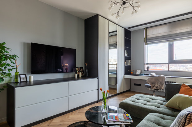 Фотография: Гостиная в стиле Современный, Квартира, Проект недели, Санкт-Петербург, 2 комнаты, 40-60 метров, Дарина Ермак – фото на INMYROOM