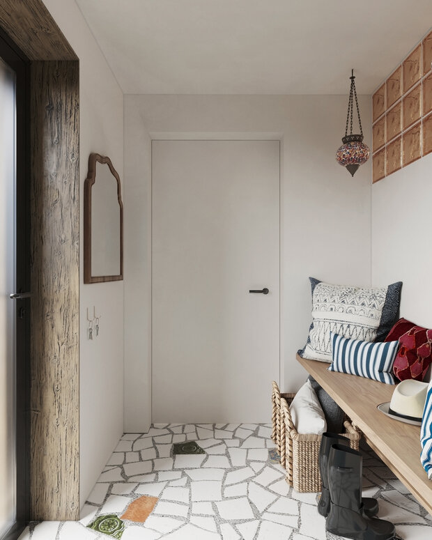 Фотография: Прихожая в стиле Эклектика, Эко, Скандинавский, Современный, Дом, Проект недели, Дача, Дом и дача, Московская область, 2 комнаты, 40-60 метров, Анастасия Струве – фото на INMYROOM
