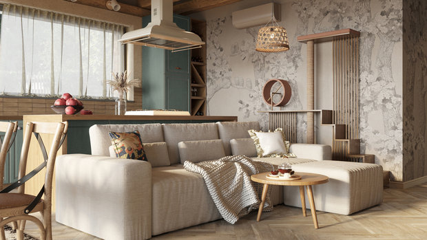 Фотография: Гостиная в стиле Прованс и Кантри, Дом, Проект дня, Дом и дача, 3 комнаты, Более 90 метров, Астраханская область, Николай Рогожников, Антон Сорокин – фото на INMYROOM