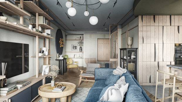 Фотография: Гостиная в стиле Эклектика, Квартира, Проект недели, Москва, ToTaste Studio, 4 и больше, Более 90 метров – фото на INMYROOM