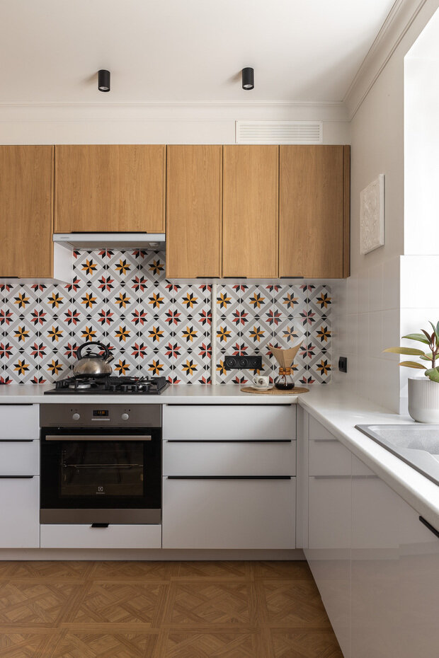 Фотография: Кухня и столовая в стиле Скандинавский, Современный, Квартира, Проект недели, Кирпичный дом, 3 комнаты, 60-90 метров, Уфа, Винтажный, Надежда Токарева – фото на INMYROOM