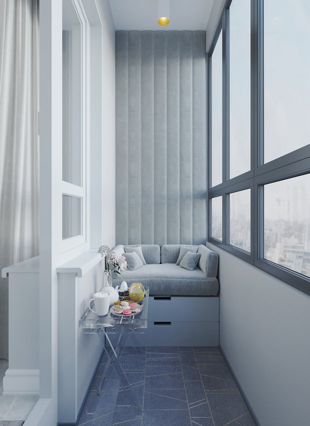 Фотография: Балкон в стиле Современный, Малогабаритная квартира, Квартира, Студия, Проект недели, Москва, Монолитный дом, до 40 метров, Ольга Бойцова, ЖК «Петр 1» – фото на INMYROOM