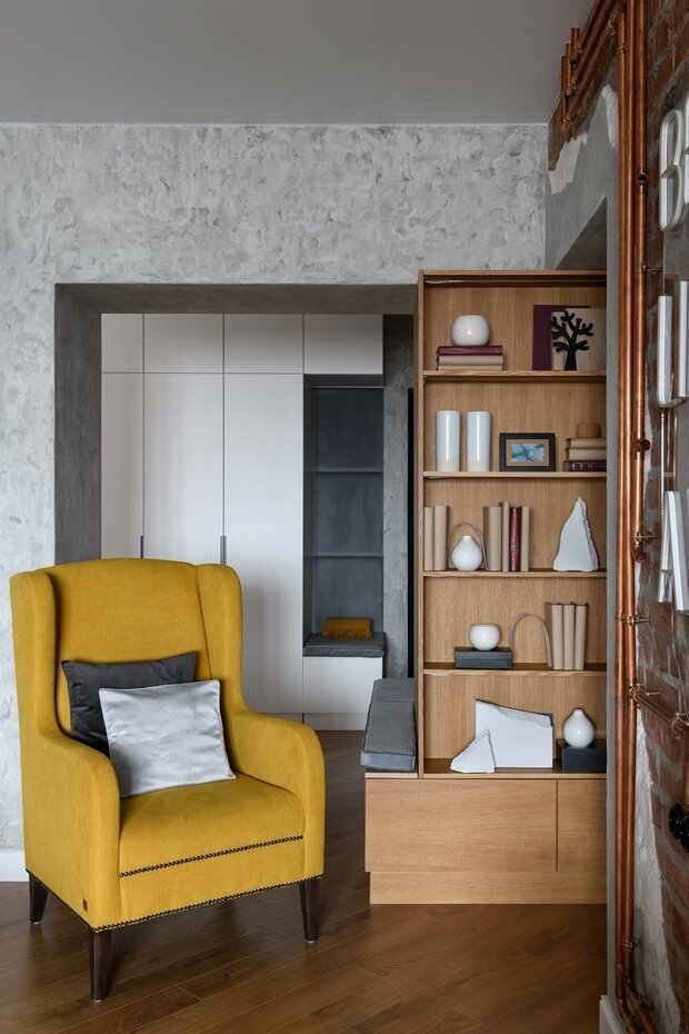 Фотография: Гостиная в стиле Современный, Минимализм, Лофт, Квартира, Проект недели, Новосибирск, 3 комнаты, 60-90 метров, Анастасия Каширская – фото на INMYROOM