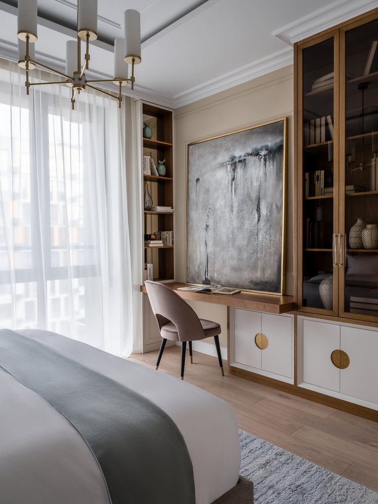 Фотография: Спальня в стиле Классический, Современный, Квартира, Проект дня, Одинцово, Мария Рублева, 3 комнаты, Более 90 метров, Эксклюзивные проекты – фото на INMYROOM