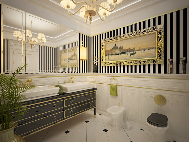 Фото из портфолио Санузел с золотыми мотивами – фотографии дизайна интерьеров на INMYROOM