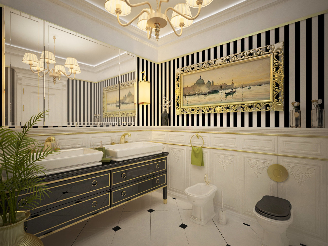 Фото из портфолио Санузел с золотыми мотивами – фотографии дизайна интерьеров на INMYROOM Фото из портфолио Санузел с золотыми мотивами – фотографии дизайна интерьеров на INMYROOM