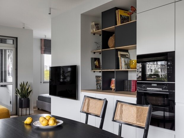 Фотография: Кухня и столовая в стиле Современный, Минимализм, Эко, Квартира, Проект недели, Москва, Монолитный дом, 2 комнаты, 40-60 метров, LINART – фото на INMYROOM