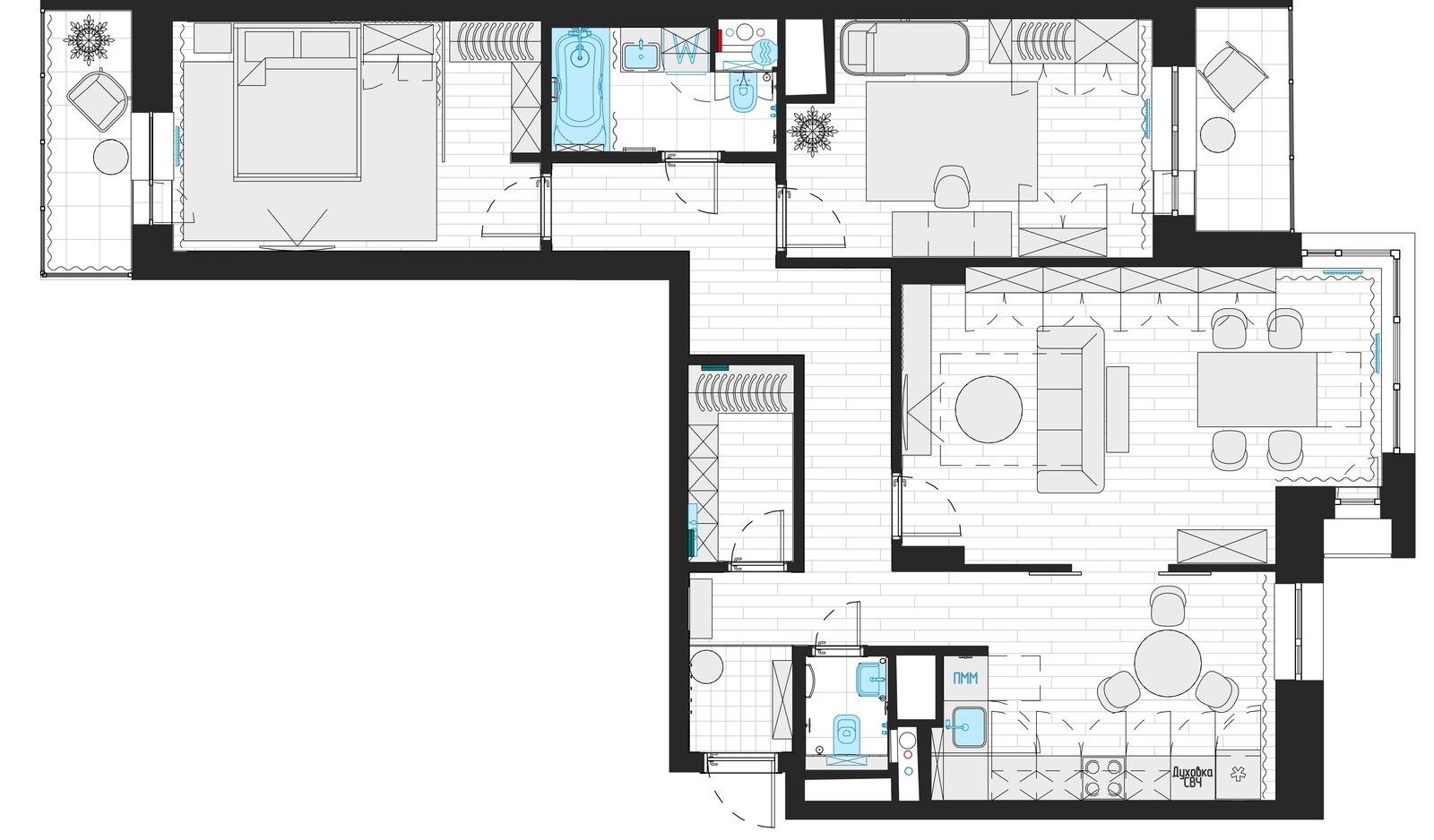 Фотография: Планировки в стиле , Классический, Квартира, Проект недели, Москва, 3 комнаты, Более 90 метров, Юлия Сергеева – фото на INMYROOM