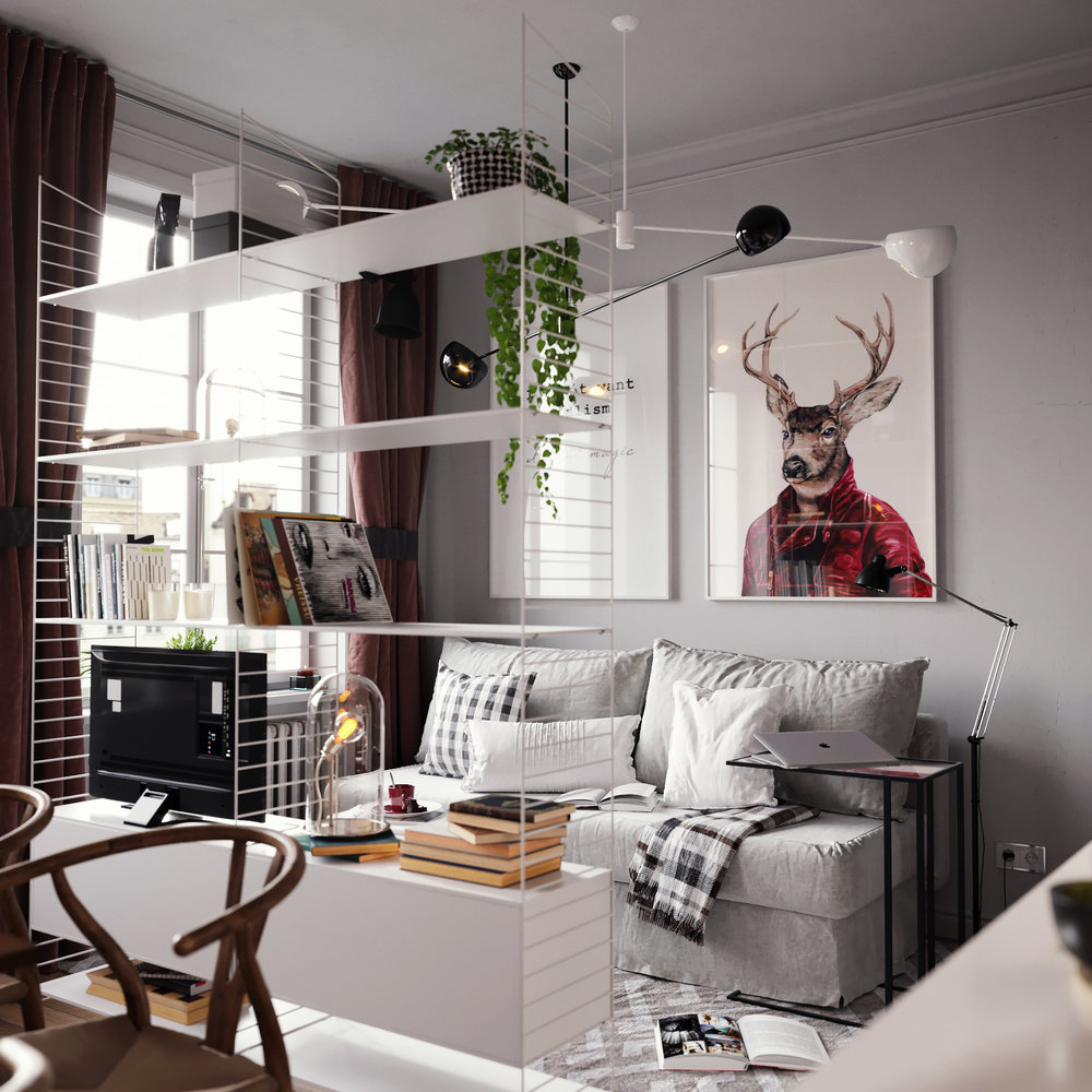 Фотография: Гостиная в стиле Скандинавский, Малогабаритная квартира, Квартира, Студия, Проект недели, Москва, Монолитный дом, до 40 метров, Anova Interior Design – фото на INMYROOM