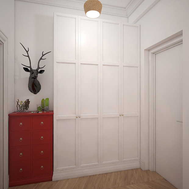 Фотография: Прихожая в стиле Скандинавский, Классический, Лофт, Современный, Квартира, Проект недели, Москва, дизайн интерьера в сталинке, как сделать перепланировку в сталинке, Сталинка, 3 комнаты, 60-90 метров, наталья патрушева – фото на INMYROOM